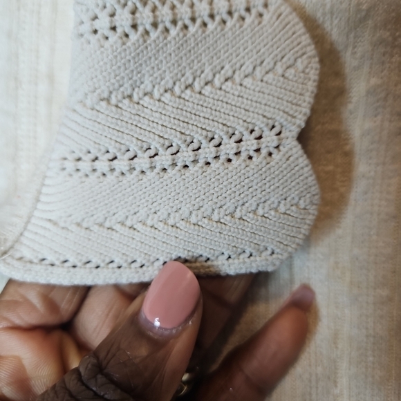 🎁 Atelier By Kirious Front Button  Cable Knit Shirt Top Cream Breathable Size L - Picture 8 of 16